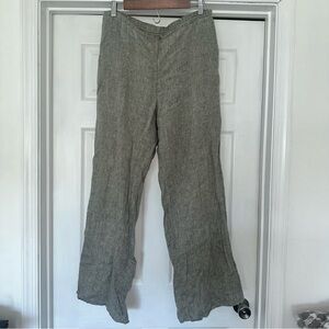 Flax Wide Leg Pants L Linen Gray Green Lagenlook